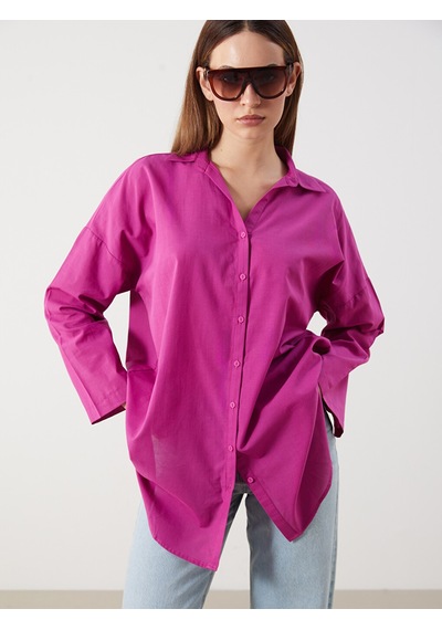 Lcwaıkıkı Classic Fuşya Oversize Kadın Gömlek Tunik