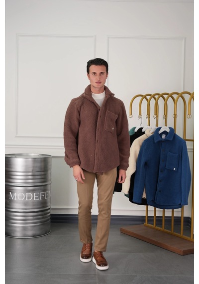 Modefendi Oversize Peluş Mont Kahverengi