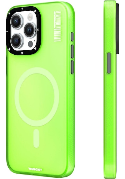 Apple Uyumlu iPhone 15 Pro Max Kılıf Magsafe Şarj Özellikli Youngkit Hidden Sand Serisi Kapak Yeşil