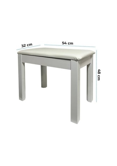 Midex Tbx-144wh Üst Kalite Piyano Taburesi Gizli Bölmeli Beyaz Renk 32x54x48