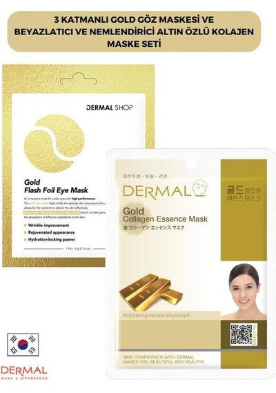 Dermal 3 Katmanlı Gold Göz Maskesi + Kolajen Altın Maskesi 23 G