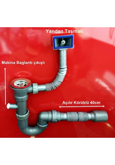 Yapıtaşı Yt78 Esli Üniversal Taşmalı Çatallı Körüklü Eviye Sifonu
