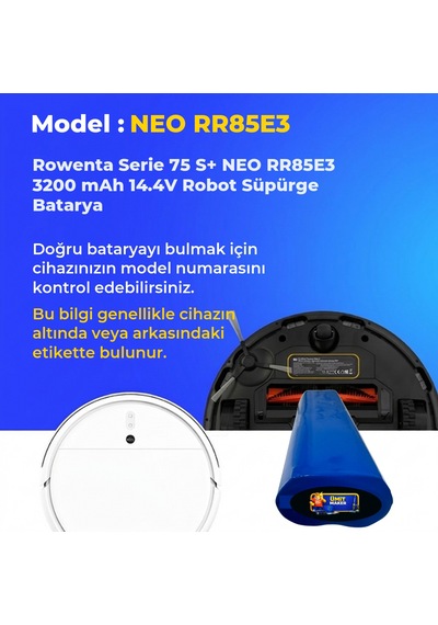 Rowenta Serie 75 S+ Neo Rr85e3 3200 Mah 14.4v Robot Süpürge Batarya