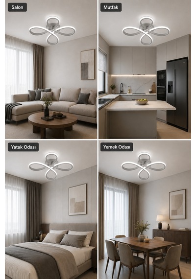 Solis Led Plafonyer Avize Beyaz Işık Gri
