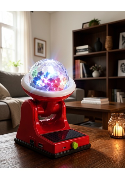 Çok Amaçlı Şarjlı Led Projektör Lamba Solar Enerjili Rgb Ambiyans Ve Parti Işığı 0