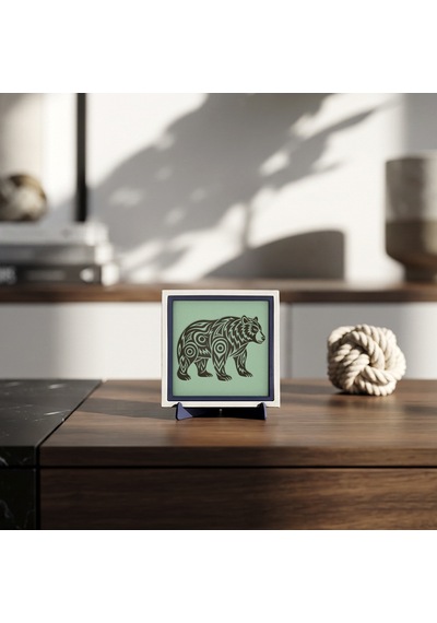 Karakterli Ayı Figürlü Özel Tasarım Dekoratif Obje, Yaşam Alanınız İçin Modern Armağan 10x10 Cm
