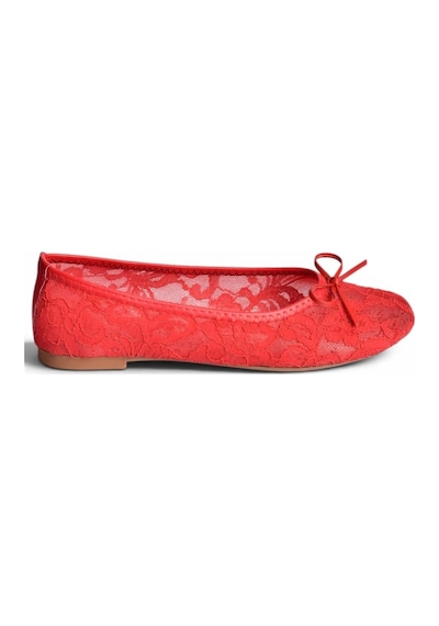 Fox Shoes Y726785206 Kırmızı Dantelli Kadın Babet