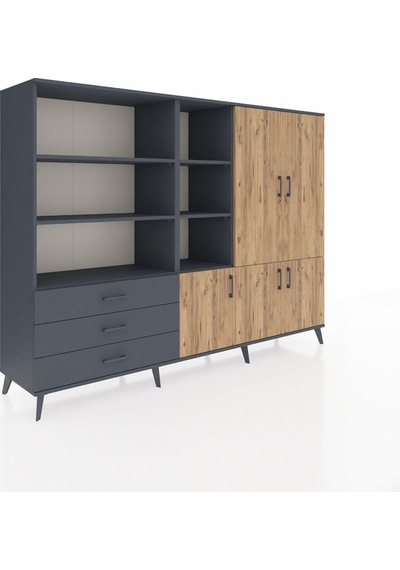 Hyperion Dolap 11 Raflı 3 Çekmeceli 5 Kapaklı 220x44x163 Antrasit Antrasit-çam/antrasit Hyperion Dolap 11 Raflı 3 Çekmeceli 5 Kapaklı 220x44x163 Antrasit Antrasit-çam/antrasit