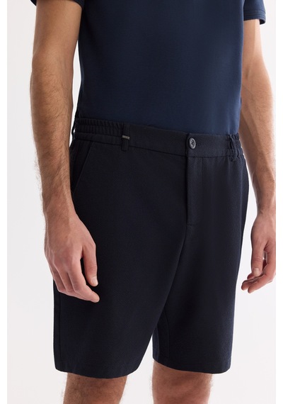 Avva Erkek Lacivert Yanı Lastikli Gofreli Relaxed Fit Chino Şort A61y3730