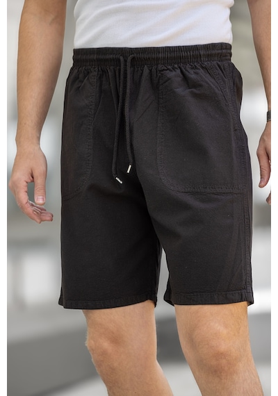 Kite Regular Fit Cepli Kapri Şort - Siyah Siyah