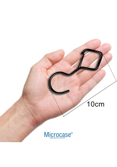Microcase Emniyet Kilitli S Kanca Askı Düzenleyici - Çok Amaçlı Paslanmaz Kaplama Mutfak Banyo Gardırop Askı Aparatı Siyah 5 Adet - Al5884