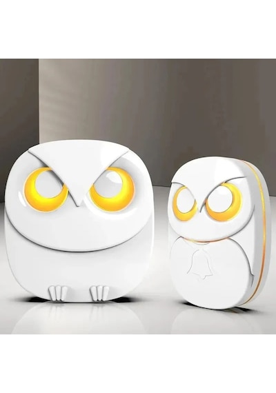 Techtic 1buton 1alıcı Kablosuz Kapı Zili Baykuş Şekilli Beyaz