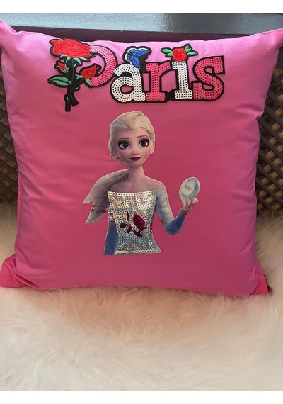 Elsa Paris Gül Kelebek Aplikeli Pul Payetli Kırlent Yastık Kılıfı 40x40 Renkli