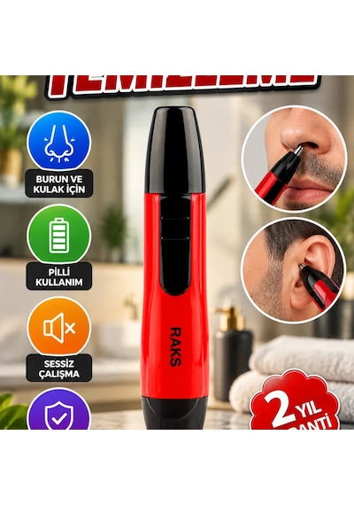 Raks Leo Pilli Kulak Ve Burun Tüy Temizleme Makinesi Kırmızı