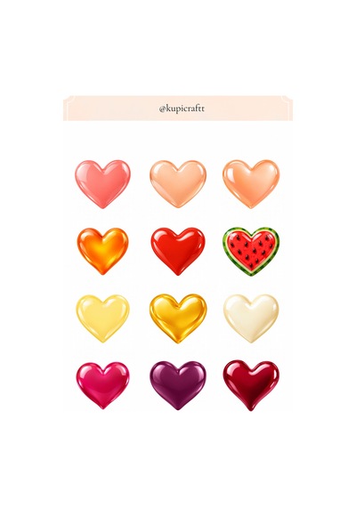 4 Sayfa Kalp Sticker -çeşitli Kalpler Ajanda Scrapbook Journal Etiket - 938332388 Diğer