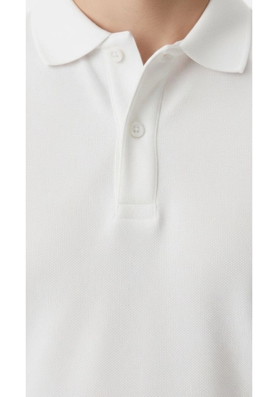 Barlashive Erkek Polo Yaka Düğmeli Pike Kumaş Tişört Regular Fit Kısa Kol T-shirt - Beyaz Çok Renkli