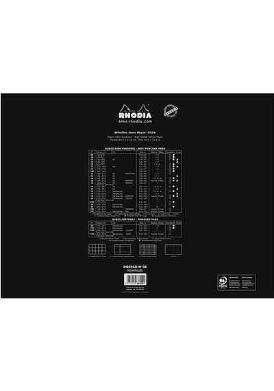 Rhodia Classic Üstten Zımbalı A3 Noktalı Defter Black RA38559