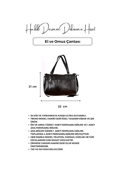 Unisex Hakiki Deri Siyah Silindir Model El Ve Omuz Çantası Siyah