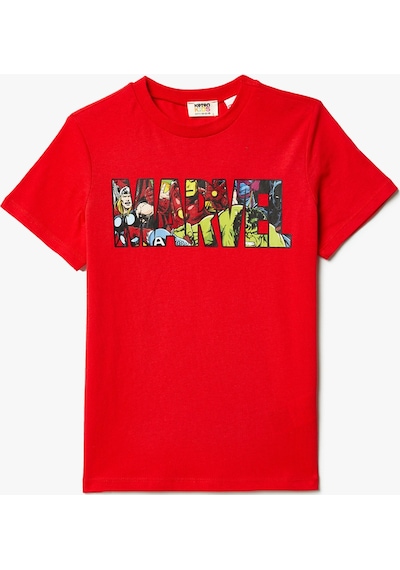 Koton Marvel T-shirt Lisanslı Kısa Kollu Bisiklet Yaka Pamuklu Kırmızı 4skb10314tk Kırmızı