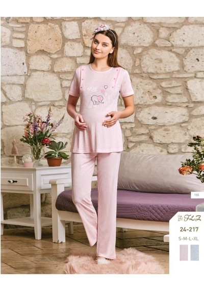 Flz 24-217 Sporhamile Lohusa Pijama Takımı Mavi
