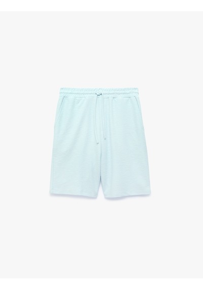Koton Regular Fit Cepli Bermuda Beli Bağcıklı Şort Mavi 6sam40068mk