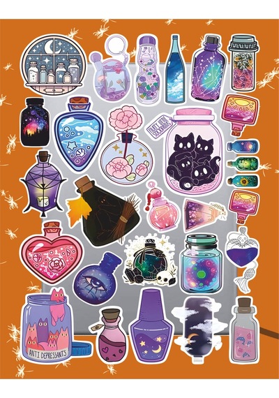 Aesthetic Bottle Sticker Seti Laptop Ajanda Notebook Tablet Telefon Defter Etiket Bullet Journal Diğer