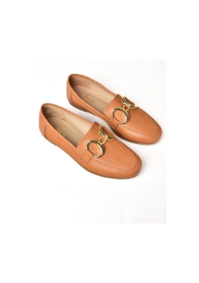 Fox Shoes S291070303 Taba Hakiki Deri Kadın Babet Taba