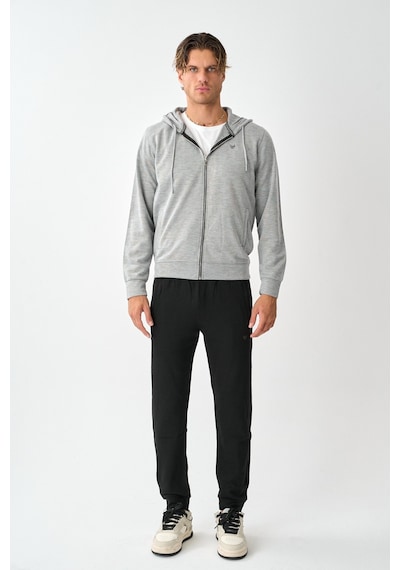 Dechers Tech Fleece Double Face Kapüşonlu Erkek Eşofman Takım E213-16 Açık Gri