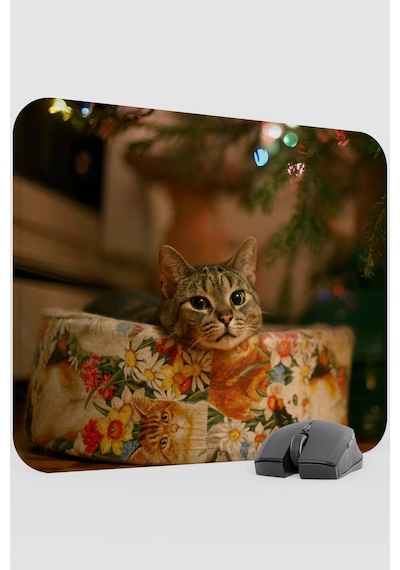 Yeni Yıl Kediler- Kedi- Yılbaşı V2 48x40 Xl Gaming Kauçuk Kaymaz Taban Mouse Pad Fare Altlığı