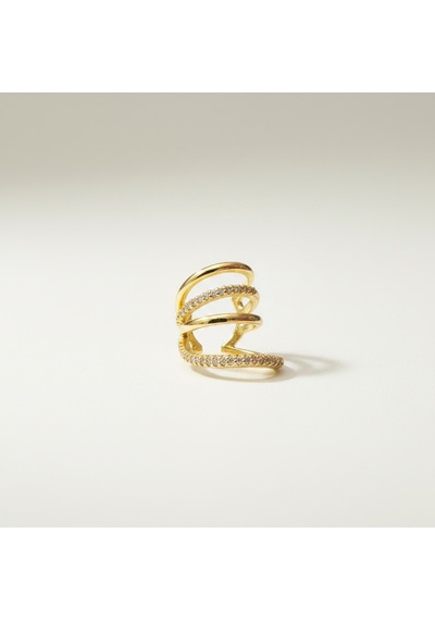 Earcuff Sıkıştırmalı Çelik Kıkırdak Küpe Çoklu Halka Görünümlü Altın Renk