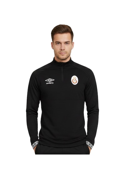 Galatasaray Lisanslı Yarım Fermuar Siyah Sweat Uv Ahşap Kutu Siyah