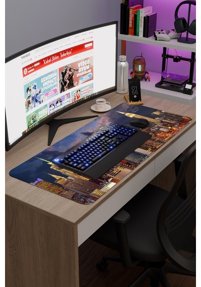 New York Amerika V5 90x40 Xxl Gaming Kauçuk Kaymaz Taban Mouse Pad Fare Altlığı