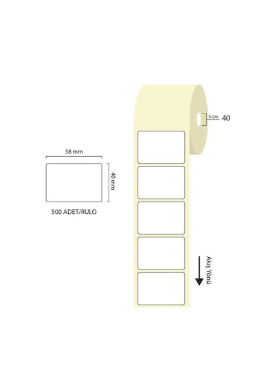 Tanex Eco Termal Barkod Etiketi 58 Mm X 40 Mm 40 Mm Çaplı 500'lü 1 Rulo 50