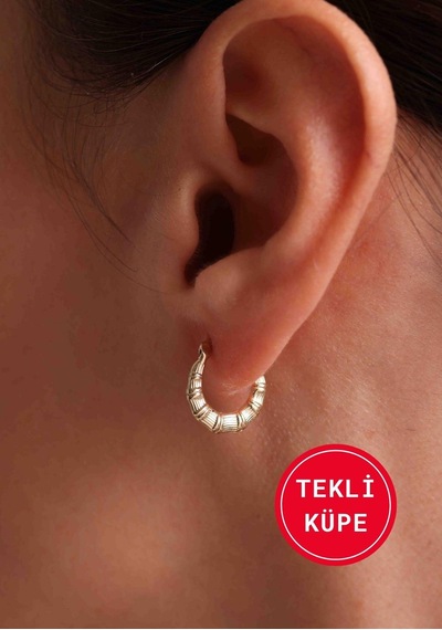14 Ayar Altın Mini Deniz Atı Halka Tekli Küpe Sarı Altın