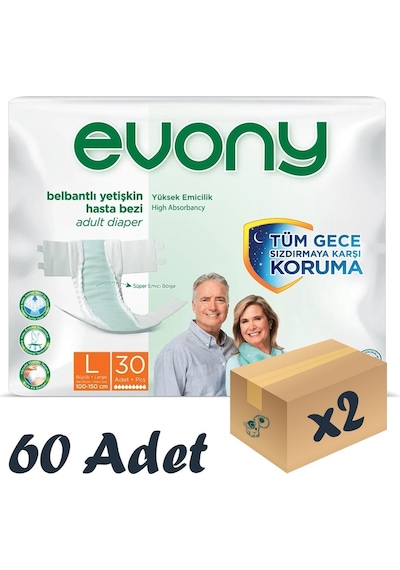 Evony Bel Bantlı Yetişkin Hasta Bezi L 2 x 30'Lu