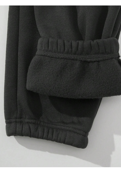 Letter Embroidery Thermal Lined 4 Mevsim Eşofman Siyah