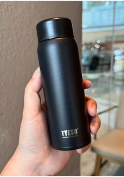 Tyeso Termos Paslanmaz Çelik, Hafif, İnce Kahve Bardağı, 200ml Siyah