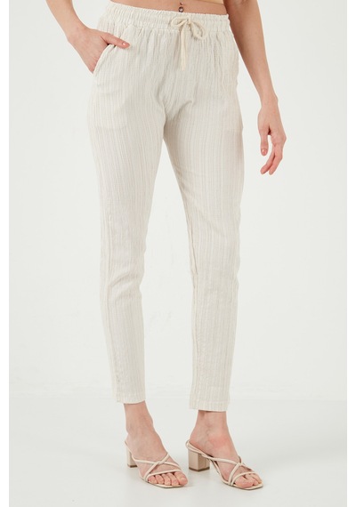 Lela Slim Fit Normal Bel Cepli Bayan Pantolon 5865297 Taş