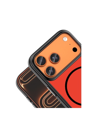 Apple iPhone Uyumlu 17 Pro Max Kılıf M-safe Şarj Özellikli Zore Lora Pc Kapak - Kırmızı-gri