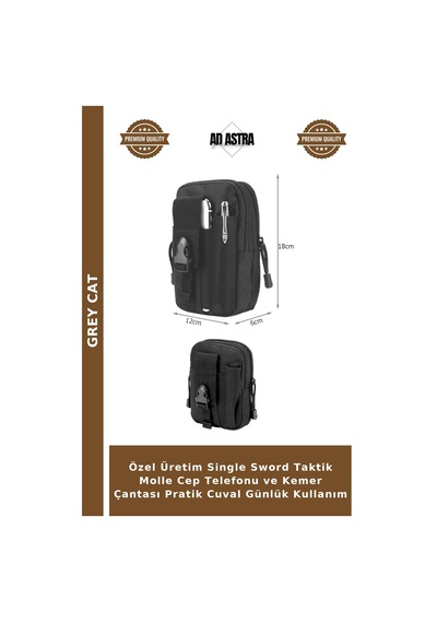 Grey Cat Özel Üretim Single Sword Taktik Molle Cep Telefonu Ve Kemer Çantası Pratik Cuval Günlük Kullanım Çok Renkli