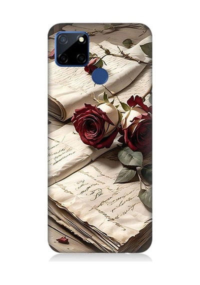 Realme C12 Uyumlu Mektup Ve Güller Desenli Silikon Kılıf