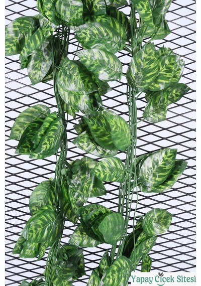 Yapay Çiçek Sitesi Yapay Alacalı Pothos İp Sarmaşığı 230 Cm - 12 Adet Yeşil