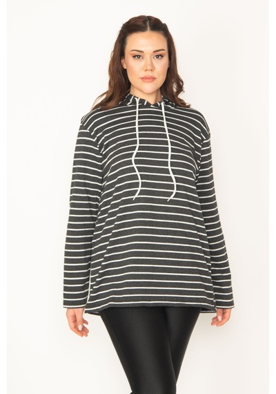 Şans Kadın Siyah İçi Şardonlu Kumaş Kapşonlu Sweatshirt 65n32459-siyah Siyah