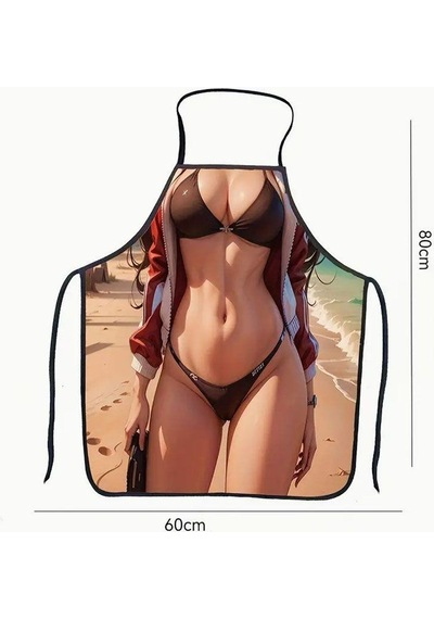 Valkyrie Bikini Esprili Mutfak Önlüğü Baskılı Unisex Parti Barbekü Mutfak Önlüğü 80x60 Cm Çok Renkli