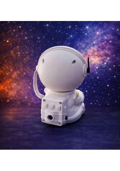 Astronot Şekilli Galaksi Projeksiyon Gece Lambalı Kumandalı Çocuk Odası Uzay Lambalı Beyaz