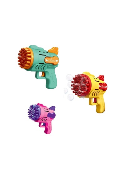 3 Adet Mavi Sarı Pembe Köpük Tabancası 29 Delikli Çoklu Köpük Atan Tabanca 6 Solisyonlu Bubbles Gun