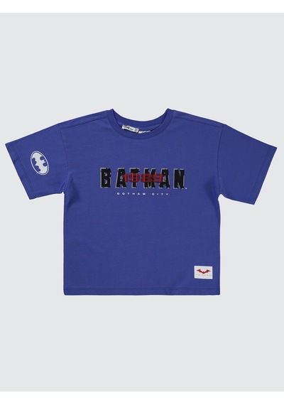 Batman Erkek Çocuk Tişört 6-9 Yaş Saks Saks Mavisi