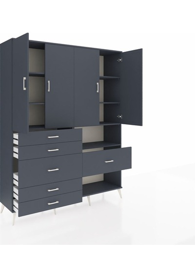 Hyperion Gardrop 7 Raflı 6 Çekmeceli 4 Kapaklı 176x44x221 Antrasit-antrasit Antrasit Hyperion Gardrop 7 Raflı 6 Çekmeceli 4 Kapaklı 176x44x221 Antrasit-antrasit Antrasit