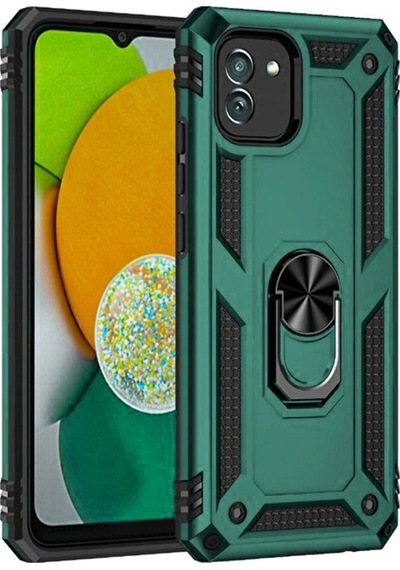 Newface Samsung Galaxy Uyumlu A03 Kılıf Sofya Yüzüklü Silikon Kapak Semeglbl - 65 - Yeşil