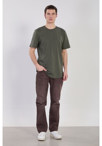 Barrels And Oıl Erkek Oval Kesim T-shirt - Haki Haki